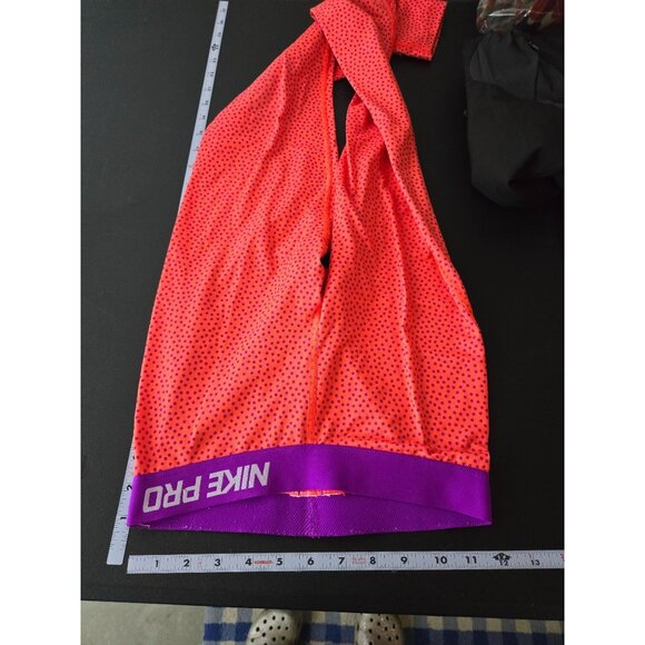 Nike Pro Girls Orange and Purple Polka Dot Leggings Size Large Active Athletic - Picture 6 of 12